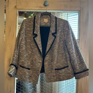 Anthropologie | Coquille Metallic Tweed Striped Blazer